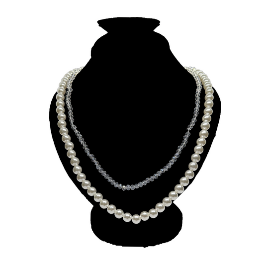 White Pearl Mala Necklace