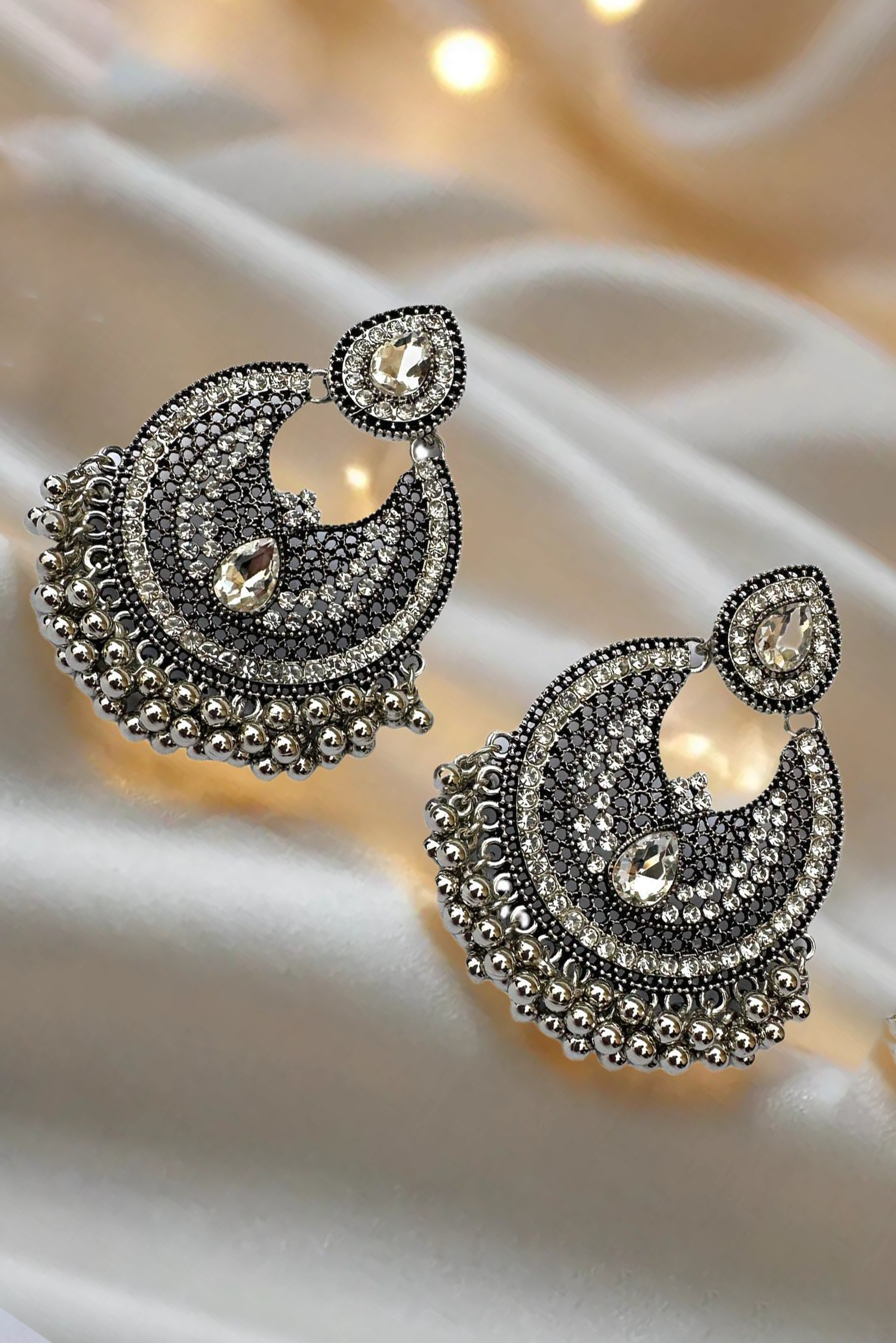 Vogue Wing Crystal Jhumka - Premium Artificial Jewelry